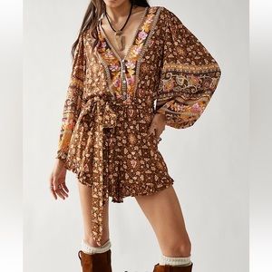 NWT Spell Madame Peacock Romper bohemian fall